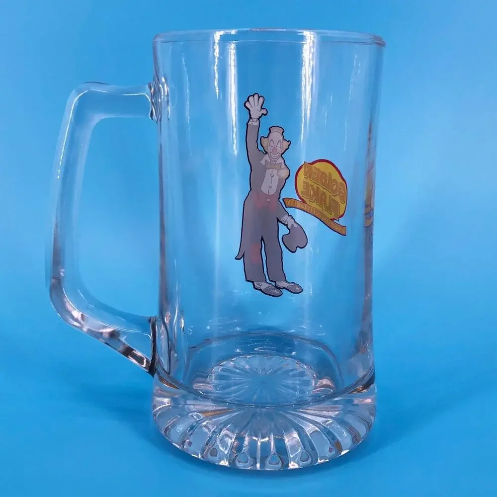 glass beer mug Golden Flake logo clown 90s 1990s vintage